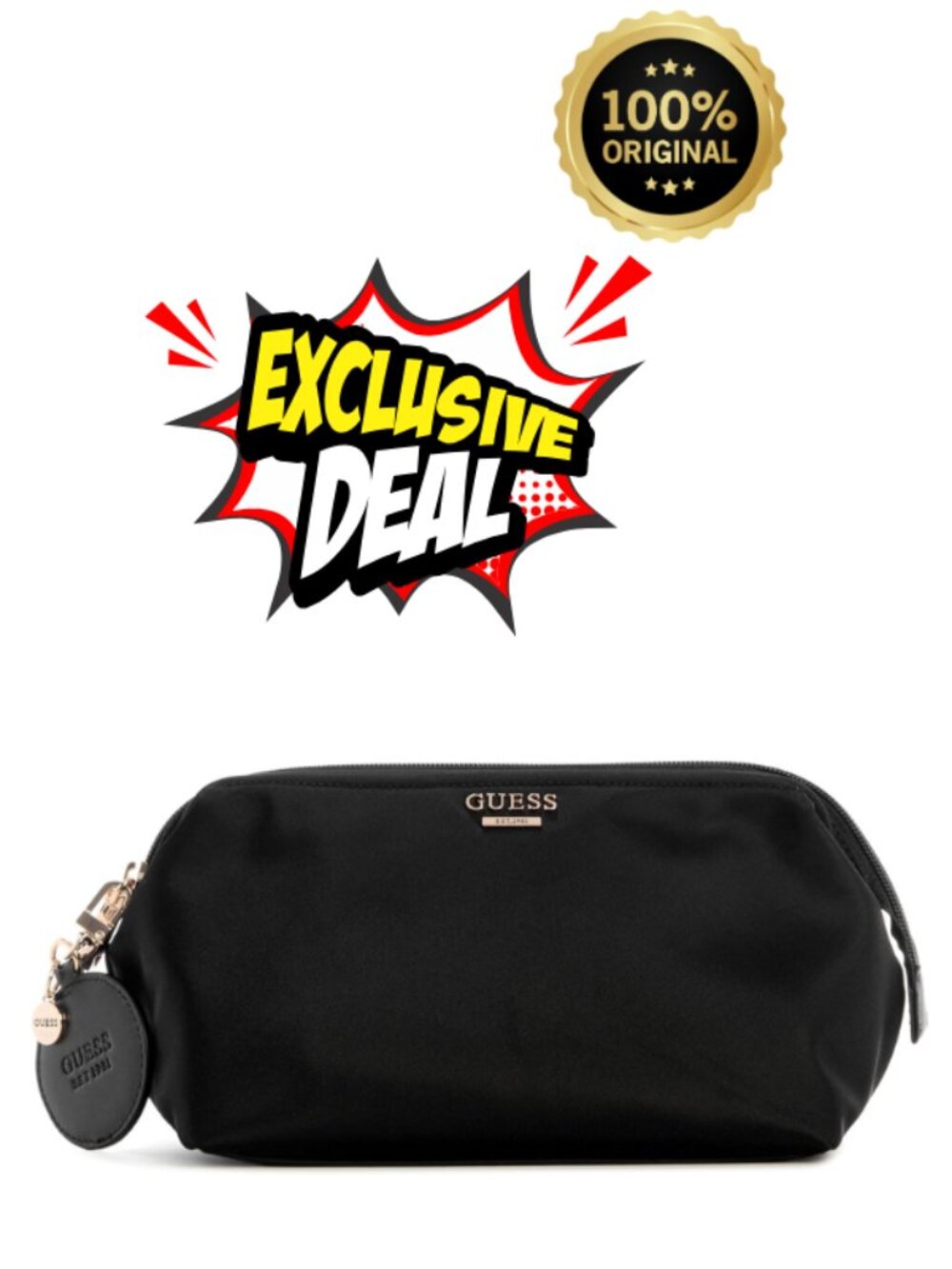 Medium Nylon Crossbody Pouch with Mirror Charm, Gold Hardware